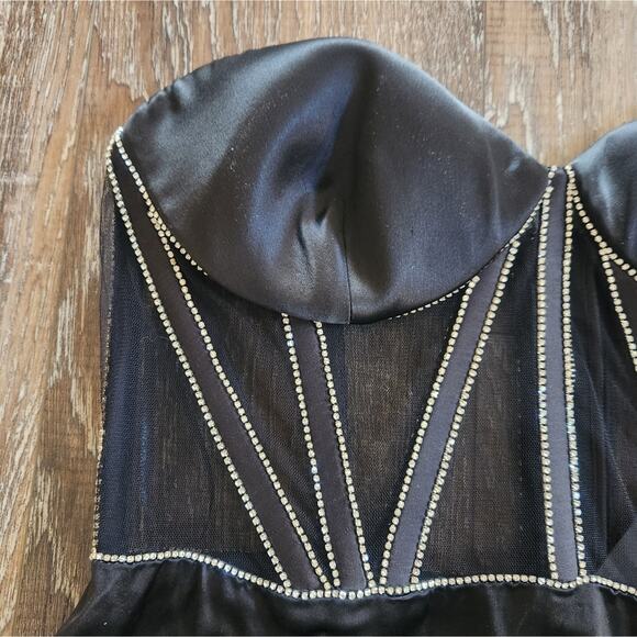 Retrofete Ludlow Dress in Black Large NWT Crystals Corset Strapless Mini - Picture 4 of 13